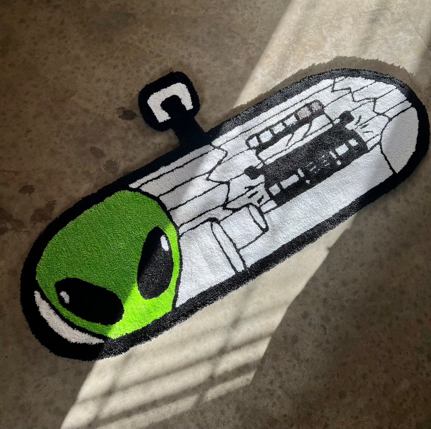 Custom-Alien mirror commission with green alien design.