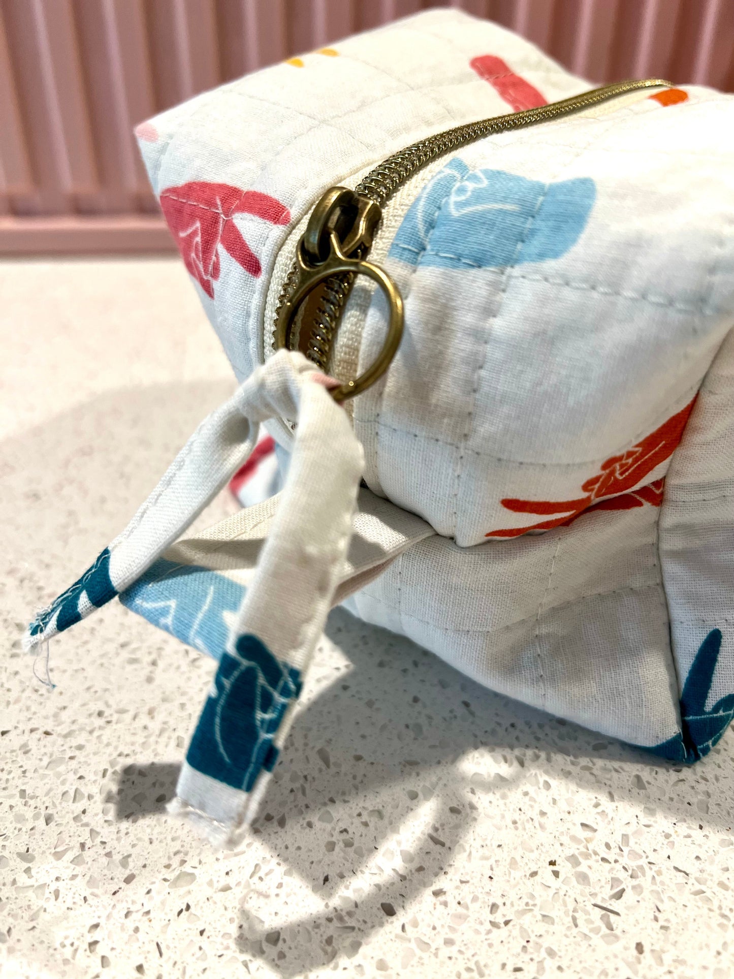 Handmade Peace Sign Pouch with zipper closure, suitable for makeup and art supplies.