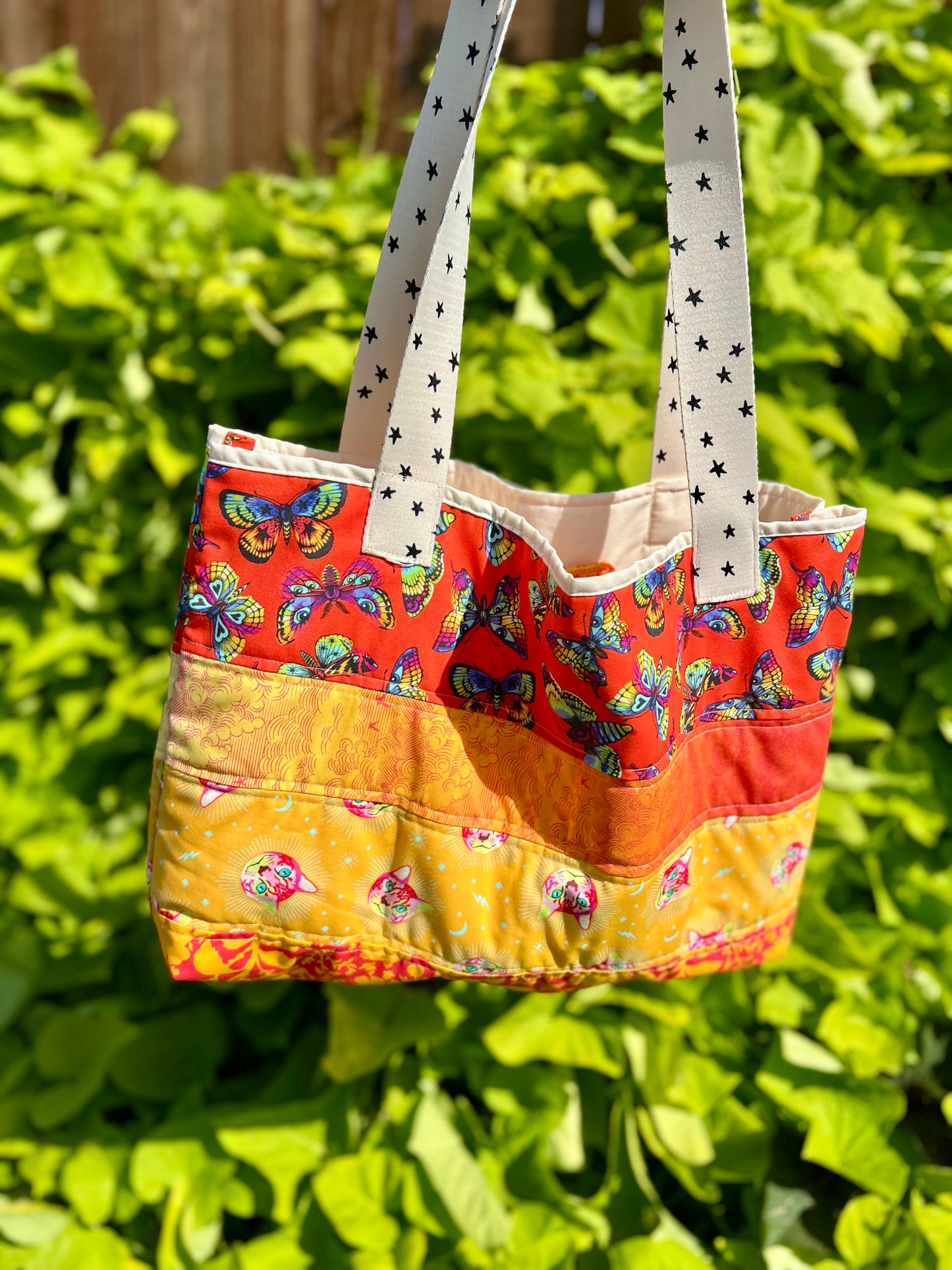 Orange Quilted Oversized Tote Bag