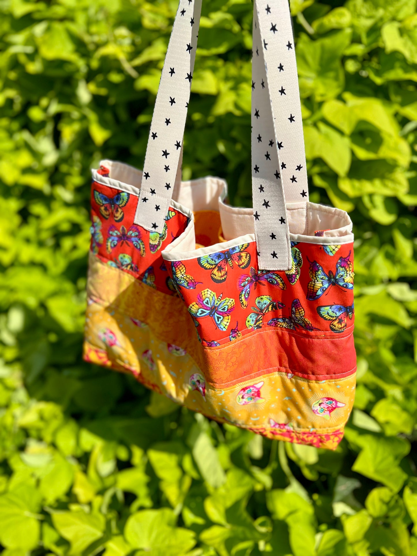 Orange Quilted Oversized Tote Bag