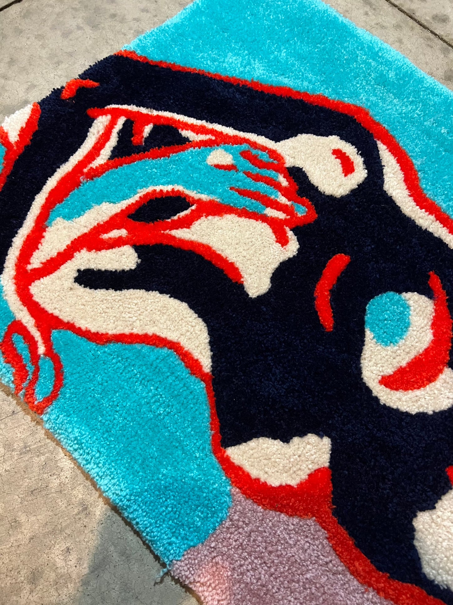 Colorful abstract design on a 25x25 Drop 3 body rug.