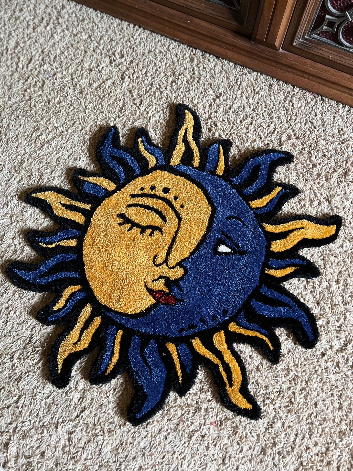 Sun and Moon design rug, 27x27 inches, Drop 1 collection.