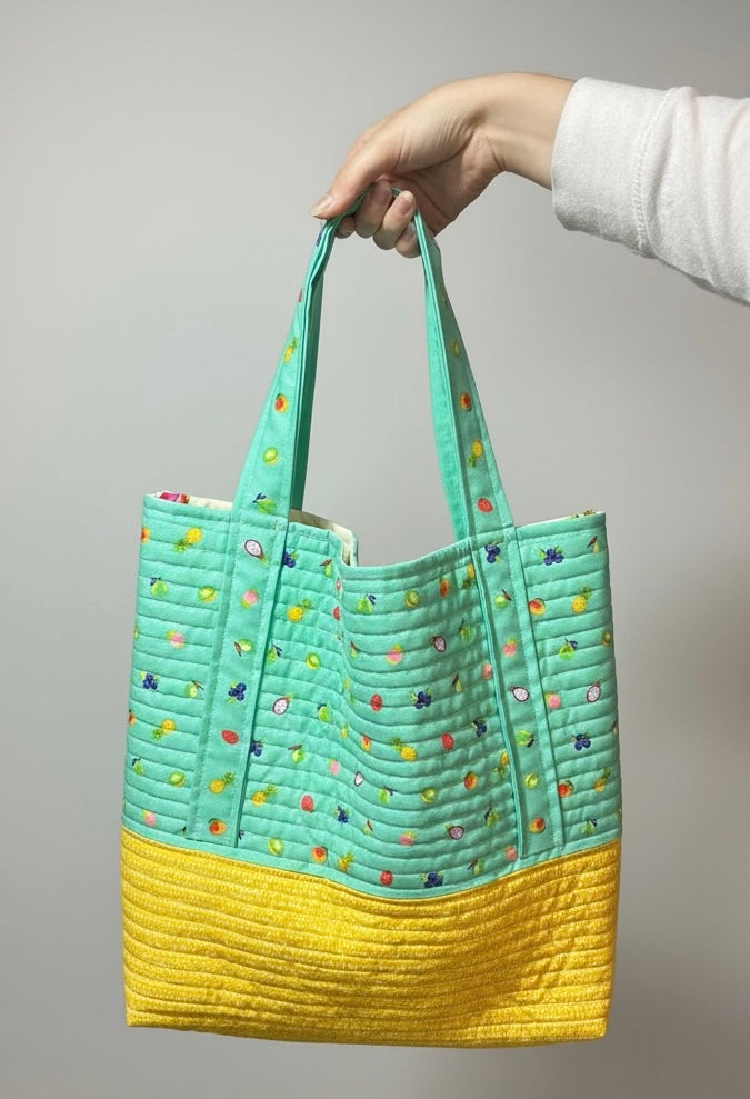 Quilted Fruit Snack Oversized Tote