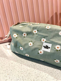 Handmade flower pouch with zipper, perfect for straighteners, curling irons, or art supplies.