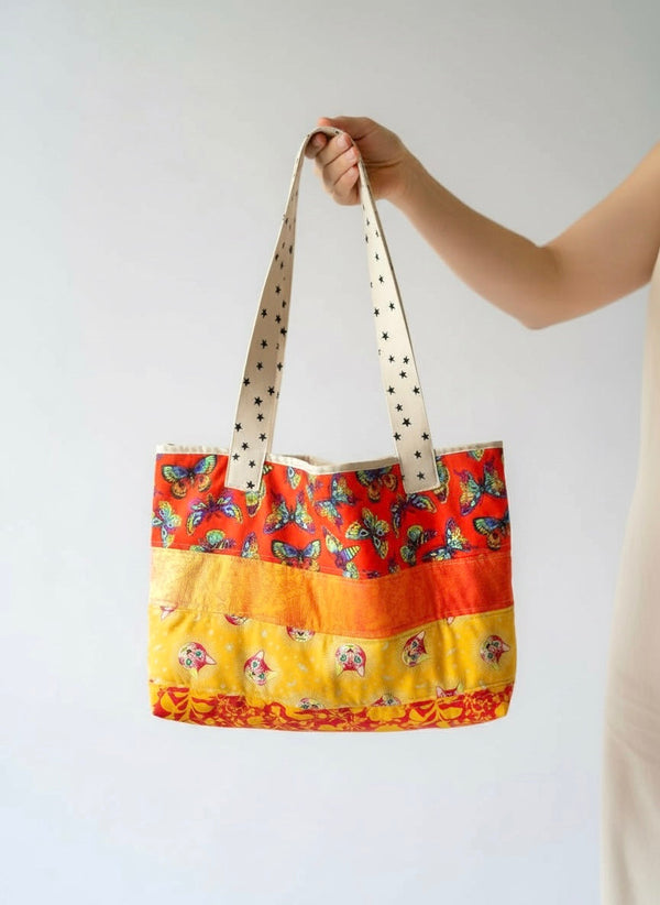 Quilted Orange Oversized Tote The Handmade House
