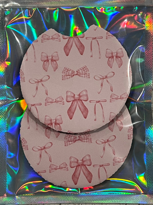 Pink Bows Car Coasters