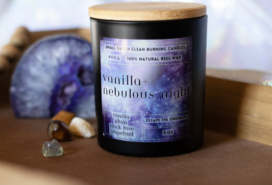 Vanilla + Nebulous Night Beeswax Candle