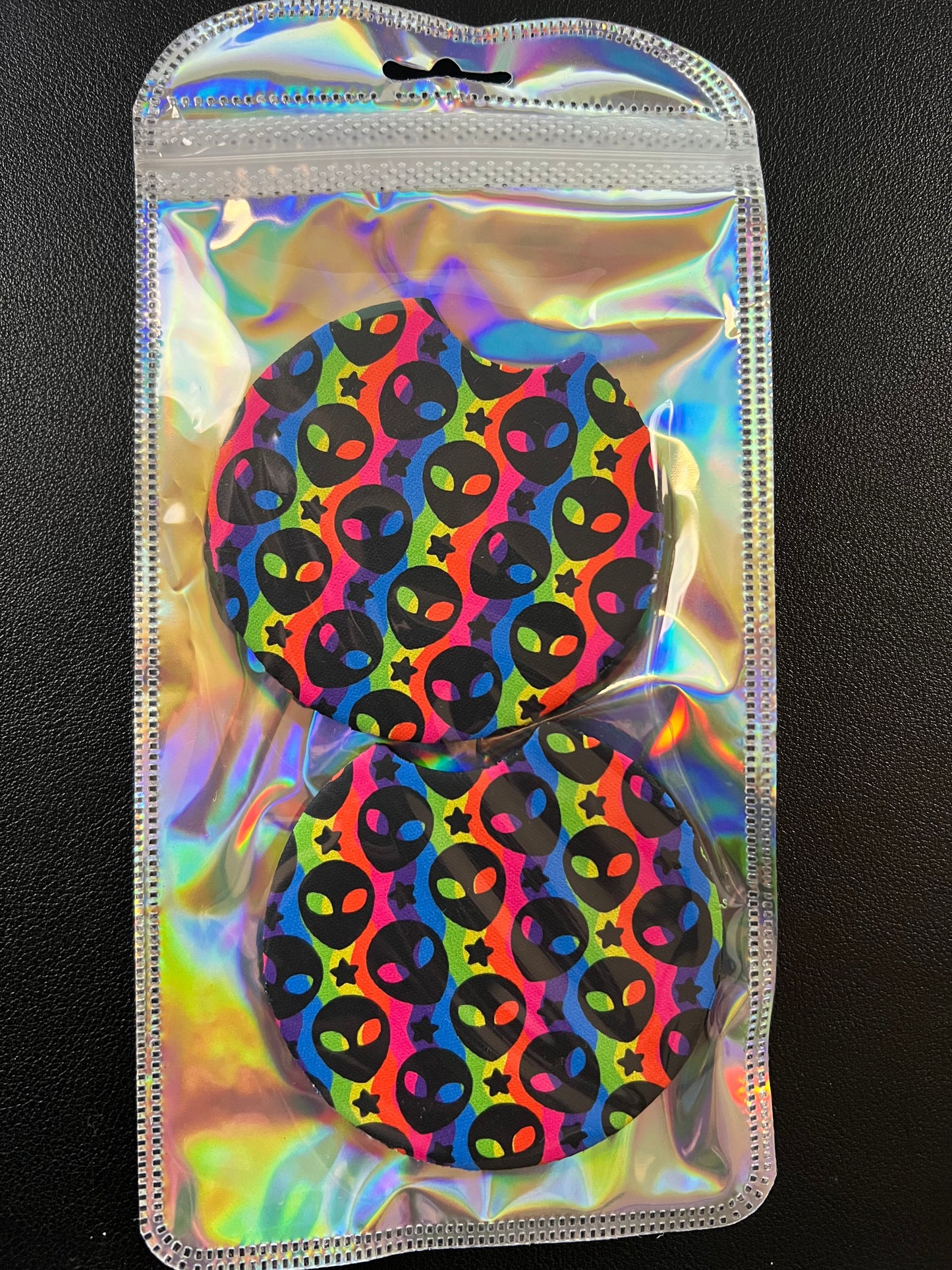 Rainbow Alien Car Coasters