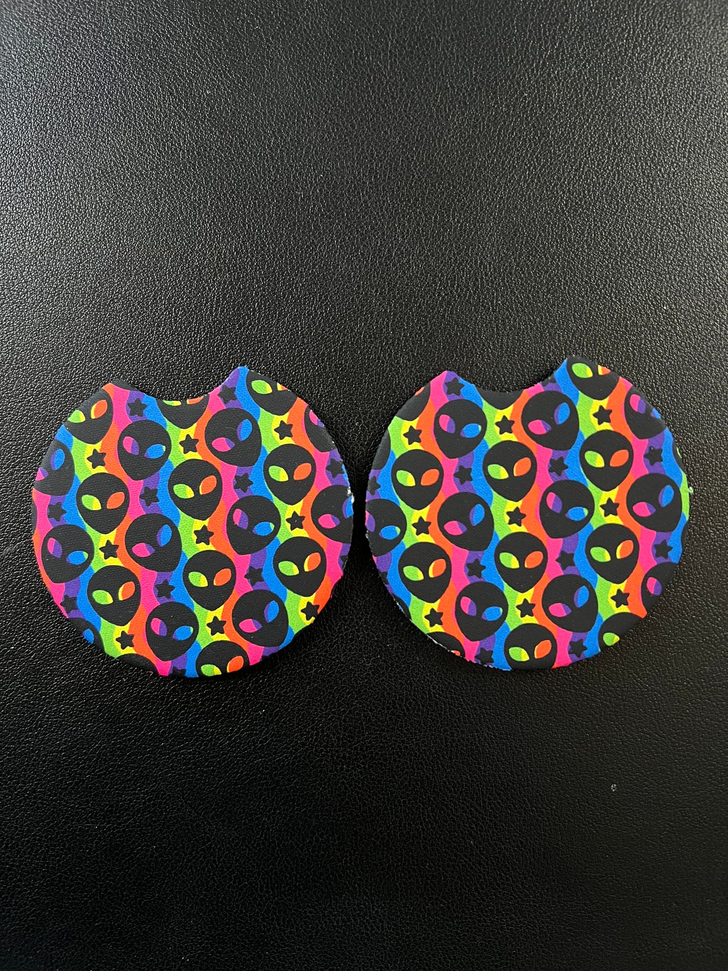 Rainbow Alien Car Coasters