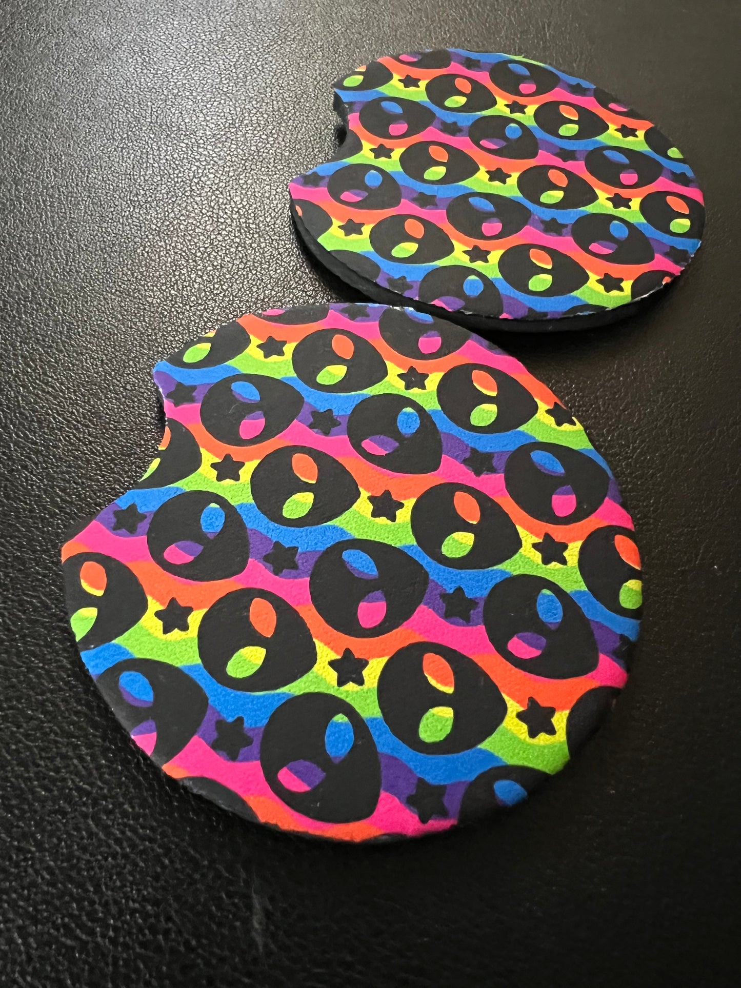 Rainbow Alien Car Coasters