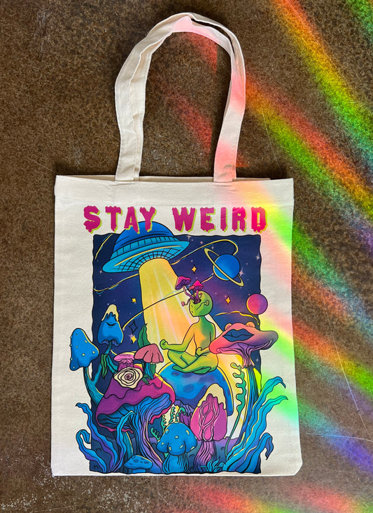 Stay Weird Mushroom Tote