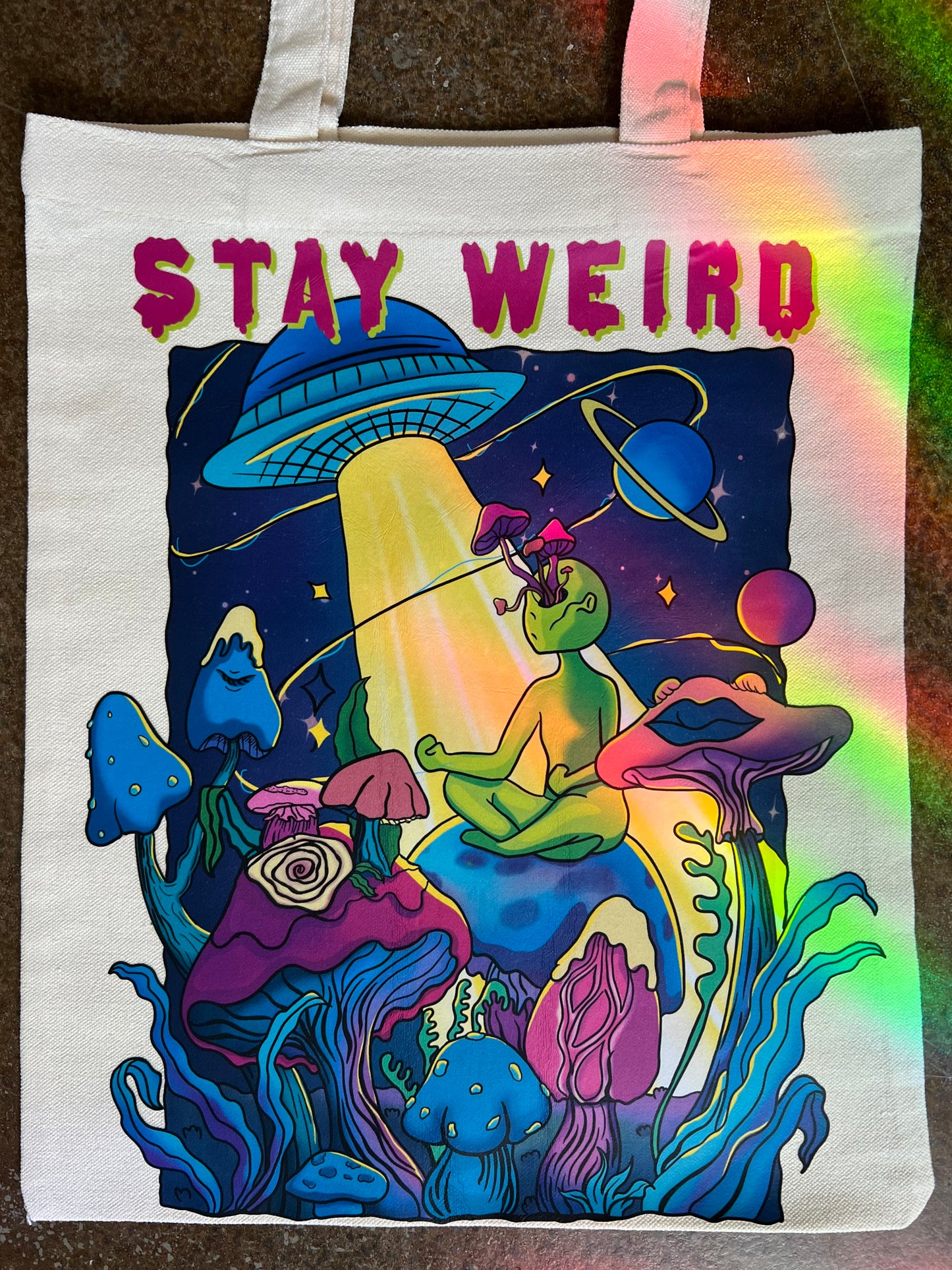 Stay Weird Mushroom Tote