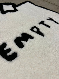 Drop 3: Post-It Note design, 22x21 size rug with "Empty" text in black on white background.