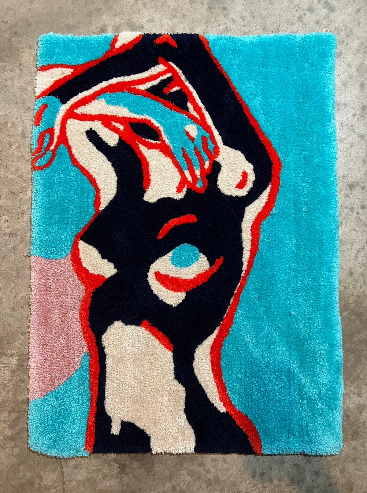 Colorful abstract body rug, size 25x25, Drop 3 collection.