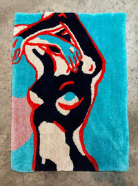 Colorful abstract body rug, size 25x25, Drop 3 collection.