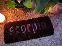 Custom Scorpio zodiac sign rug, 21x9 inches, customizable design, Drop 1 theme.